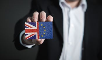 UK and EU flag mixed together